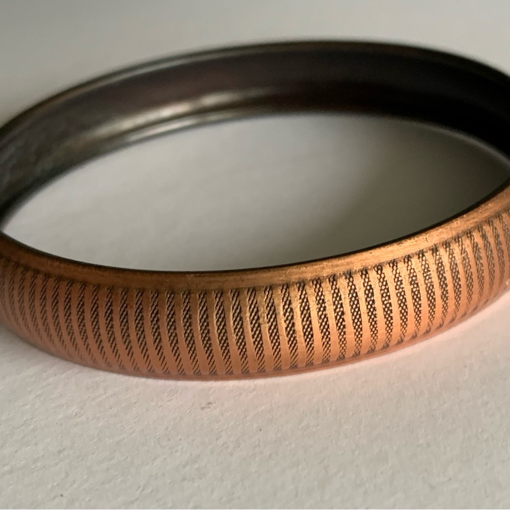 New vintage SOLID COPPER ribbed ottoman bangle bracelet